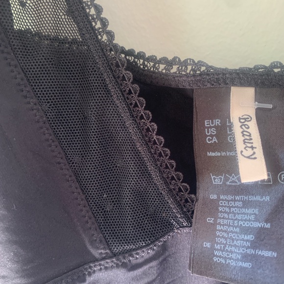 Vintage black lace lingerie pink bow babydoll coquette slip dress - Picture 3 of 4